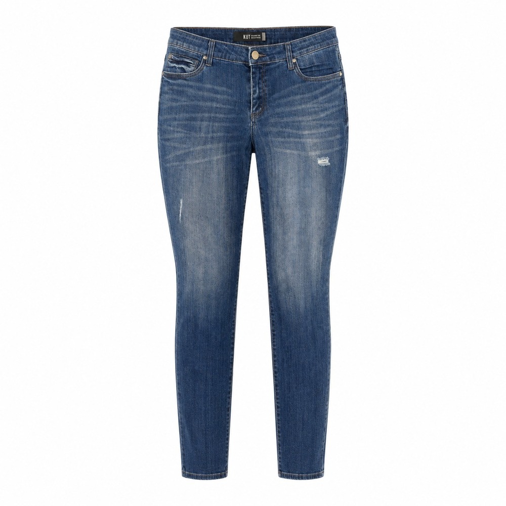 Kut‎ from the Kloth Straight Leg Jeans Womens 10 Blue Distressed Dark Wash Denim